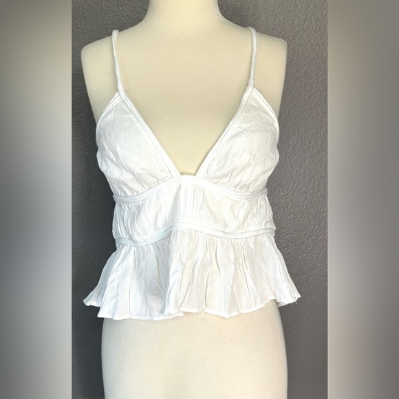 ZARA Women’s White Flowy Tank Top Size L Large, New - Picture 3 of 9